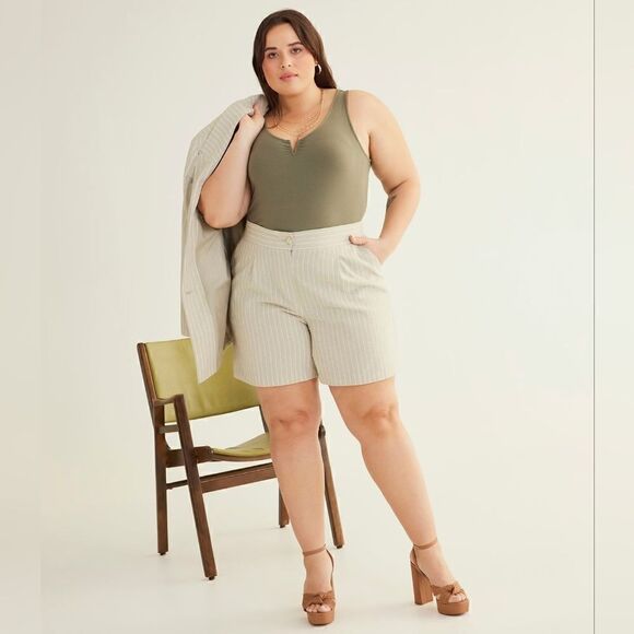 Penningtons New With Tag Size 28 Striped Linen Blend Shorts - Picture 3 of 12